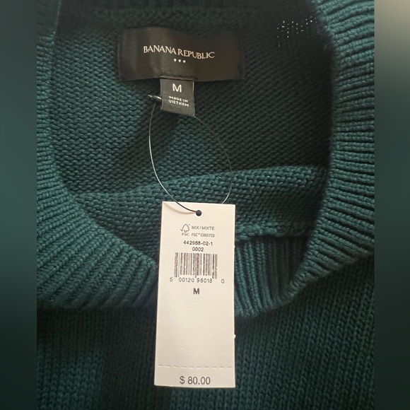 NWT Banana Republic Teal Crew Neck Cropped Sweater - Picture 2 of 7